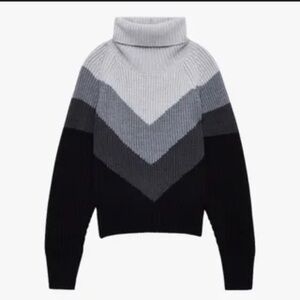 Wilfred Free Tilburg Chevron Stripe Merino Wool Turtleneck Sweater | Size S